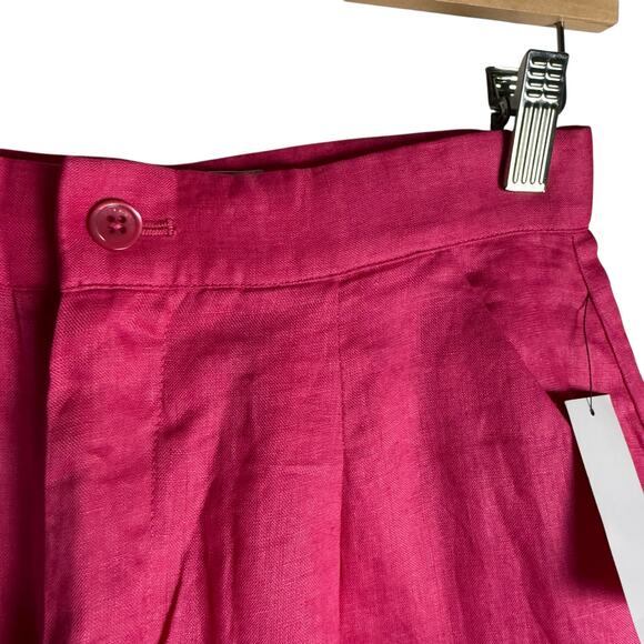 Equipment Sylvette Raspberry Sorbet Pink High Waist Linen Shorts Size 2 - Picture 7 of 11